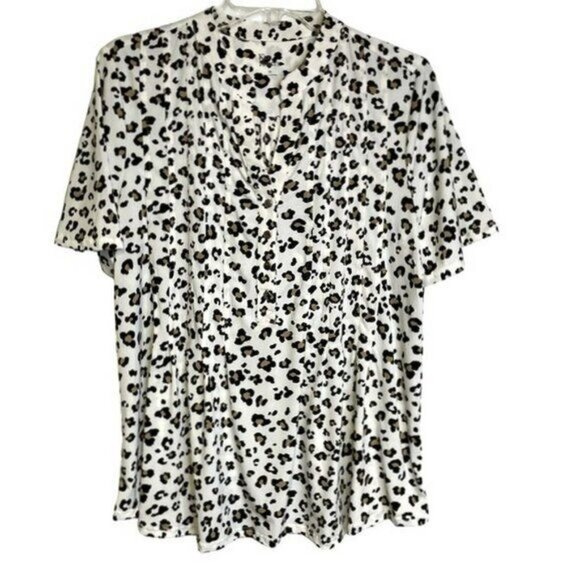 Kim Rogers Short Flutter Sleeve Henley Top MEDIUM (2121) - Picture 6 of 7